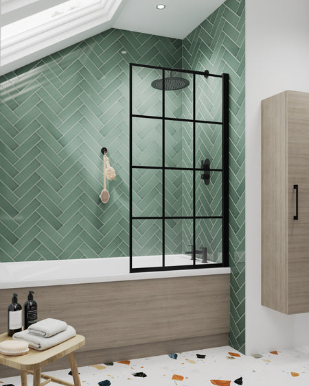 Brand New Bathrooms - Nuie Black Framed Bath Screen (2 style, Black)