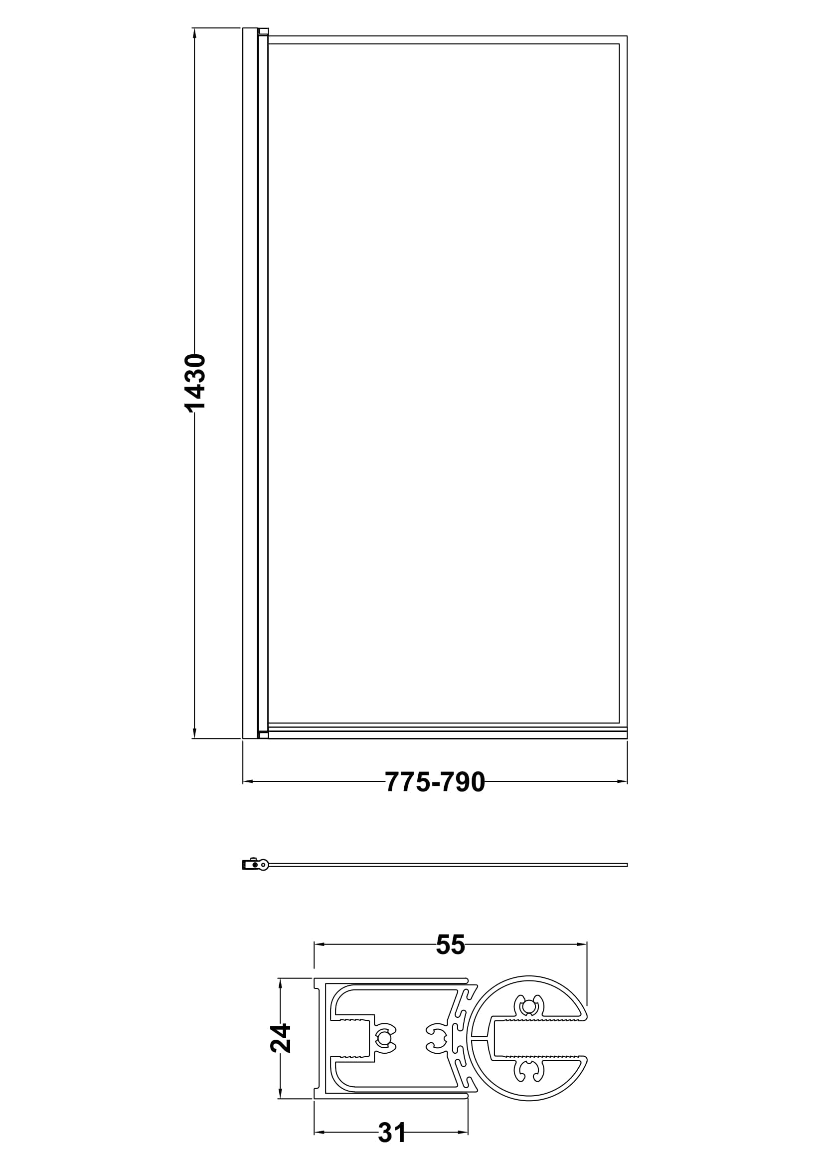 Brand New Bathrooms - Nuie Black Framed Bath Screen (2 style, Black)