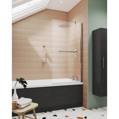 Nuie Square Bath Screen With Rail (2 sizes, Chrome) - Brandnew Bathroom
