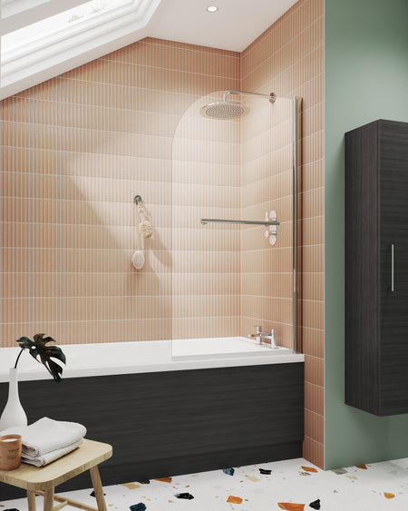 Brand New Bathrooms - Nuie Round Bath Screen With Rail (2 size, Chrome)