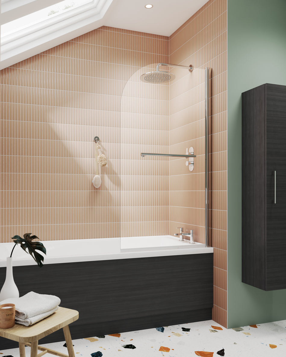 Brand New Bathrooms - Nuie Round Bath Screen With Rail (2 size, Chrome)