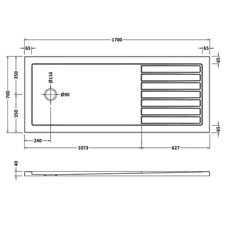 Nuie Rectangular Walk-In Slimline Shower Tray (3 sizes, White) - Brandnew Bathroom