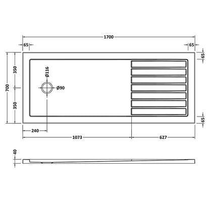 Nuie Rectangular Walk-In Slimline Shower Tray (3 sizes, White) - Brandnew Bathroom