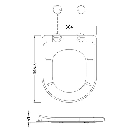 Nuie D Shaped Soft Close Toilet Seat (1 size, 2 colours) - Brand New Bathrooms