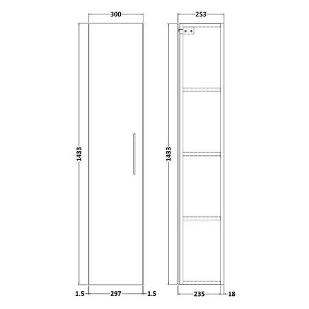 Nuie Arno Tall Unit 1 Door (3 sizes, 5 colours) - Brand New Bathrooms
