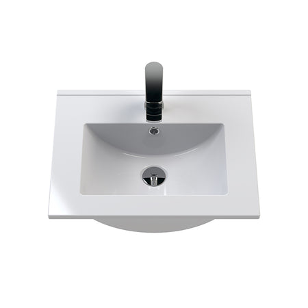 Hudson Reed Fluted Wall Hung Single Drawer 500mm Vanity Unit and Minimalist Ceramic Basin (1 size, 5 colours) - Brand New Bathrooms