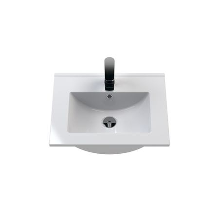 Nuie Classique 500mm Wall Hung 1 Drawer Vanity Unit Including Basin With Chrome Handle (1 size, Satin White) - Brand New Bathrooms