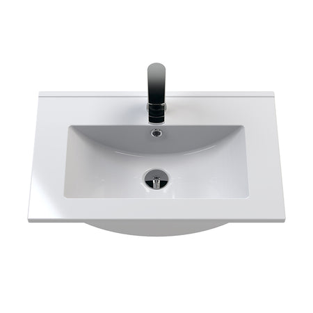 Hudson Reed Juno Wall Hung Double Drawer 600mm Vanity & Minimalist 1 Tap Hole Vitreous China Basin (1 size, 5 colours) - Brand New Bathrooms