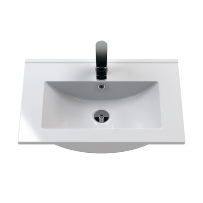 Hudson Reed Juno Wall Hung Single Drawer 600mm Vanity & Minimalist 1 Tap Hole Vitreous China Basin (1 size, 5 colours) - Brand New Bathrooms