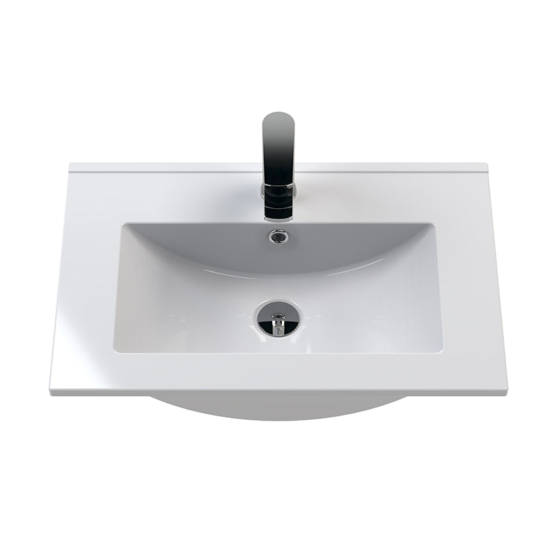 Hudson Reed Fluted Wall Hung Single Drawer 600mm Vanity and Minimalist Ceramic Basin (1 size, 5 colours) - Brand New Bathrooms