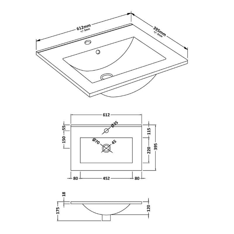 Nuie Deco Wall Hung Single Drawer Vanity & Minimalist Basin (1 size, 5 colours) - Brand New Bathrooms
