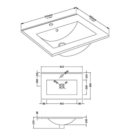 Nuie Deco Wall Hung Single Drawer Vanity & Minimalist Basin (1 size, 5 colours) - Brand New Bathrooms