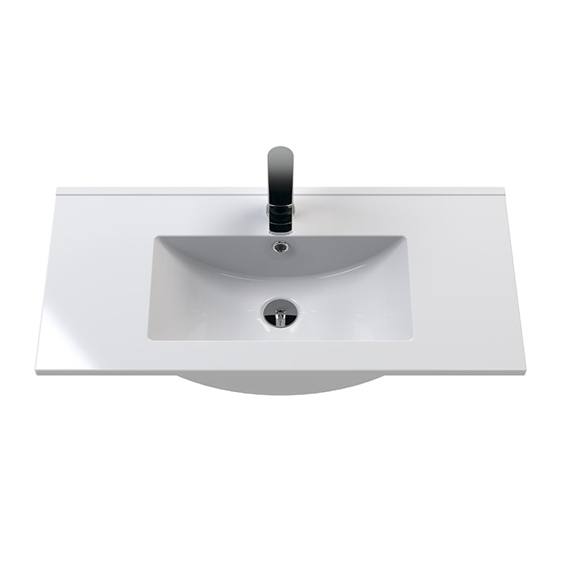 Hudson Reed Juno Wall Hung Double Drawer 800mm Vanity & Minimalist 1 Tap Hole Vitreous China Basin (1 size, 5 colours) - Brand New Bathrooms