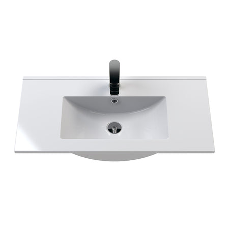 Hudson Reed Juno Wall Hung Double Drawer 800mm Vanity & Minimalist 1 Tap Hole Vitreous China Basin (1 size, 5 colours) - Brand New Bathrooms