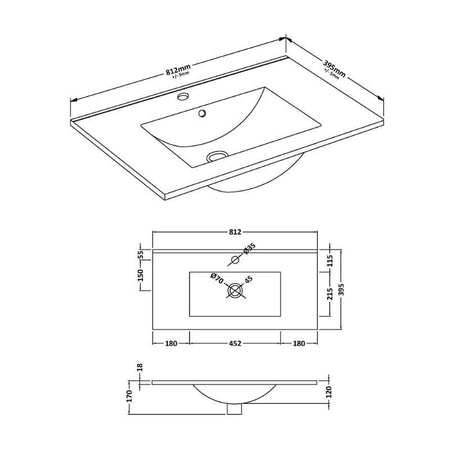 Nuie Deco Wall Hung 2-Drawer Vanity & Minimalist Basin (1 size, 5 colours) - Brand New Bathrooms
