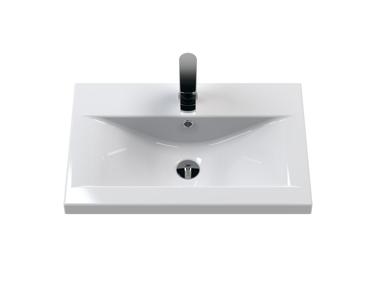 Hudson Reed Urban Wall Hung Double Drawer 600mm Vanity Unit with Mid-Edge Ceramic Basin (1 size, 5 colours) - Brand New Bathrooms