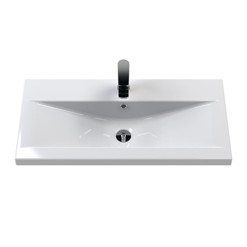 Hudson Reed Fluted Wall Hung Double Drawer 800mm Vanity and Mid-Edge Ceramic Basin (1 size, 5 colours) - Brand New Bathrooms