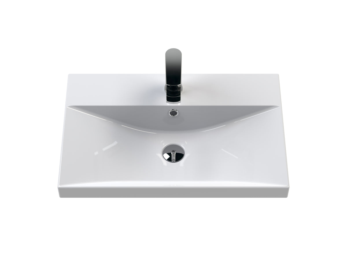 Hudson Reed Urban Wall Hung Double Drawer 600mm Vanity Unit & Thin-Edge Ceramic Basin (1 size, 5 colours) - Brand New Bathrooms