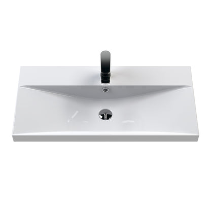 Hudson Reed Fluted Wall Hung Single Drawer 800mm Vanity and Thin-Edge Ceramic Basin (1 size, 5 colours) - Brand New Bathrooms