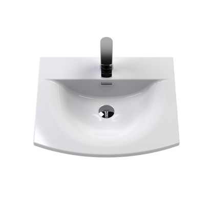 Nuie Floor Standing 2-Door Unit & Curved Basin (1 size, Satin White) - Brand New Bathrooms
