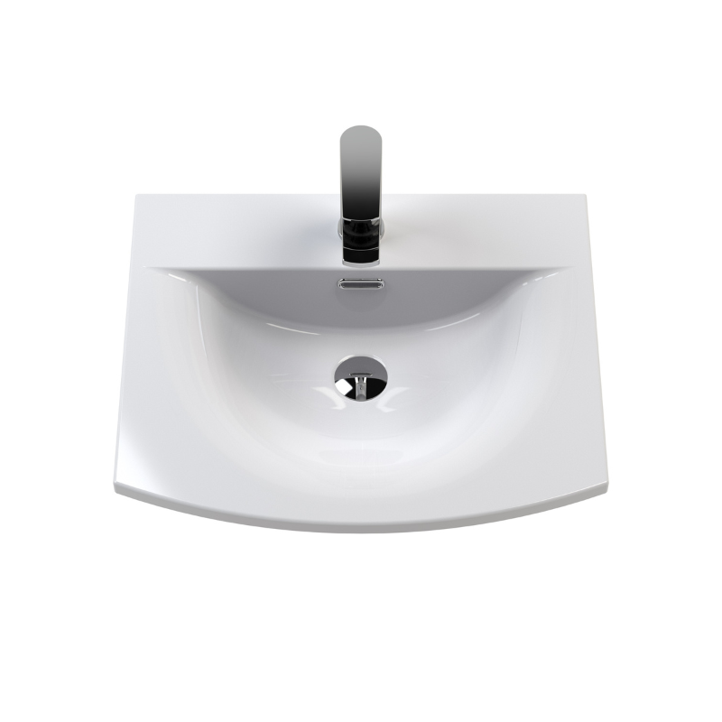 Nuie Floor Standing 2-Door Unit & Curved Basin (1 size, Satin White) - Brand New Bathrooms