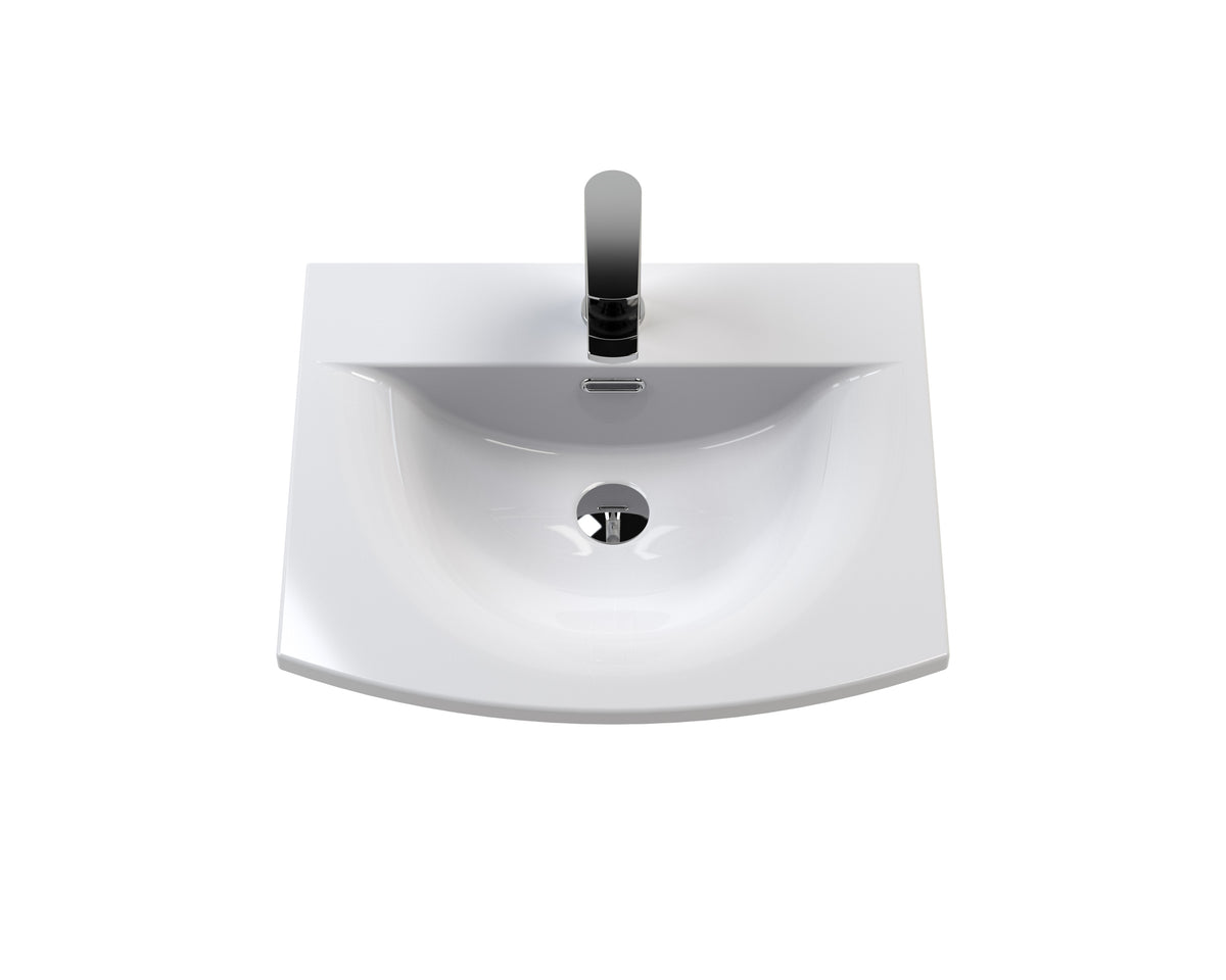 Hudson Reed Wall Hung Double Drawer 500mm Vanity Unit & Curved Ceramic Basin (1 size, 5 colours) - Brand New Bathrooms