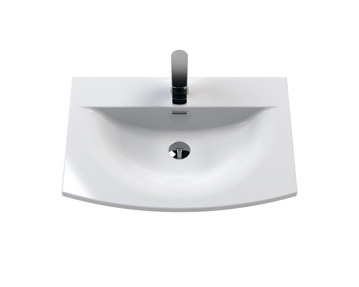 Hudson Reed Urban Wall Hung Double Drawer 600mm Vanity Unit & Curved Ceramic Basin (1 size, 5 colours) - Brand New Bathrooms