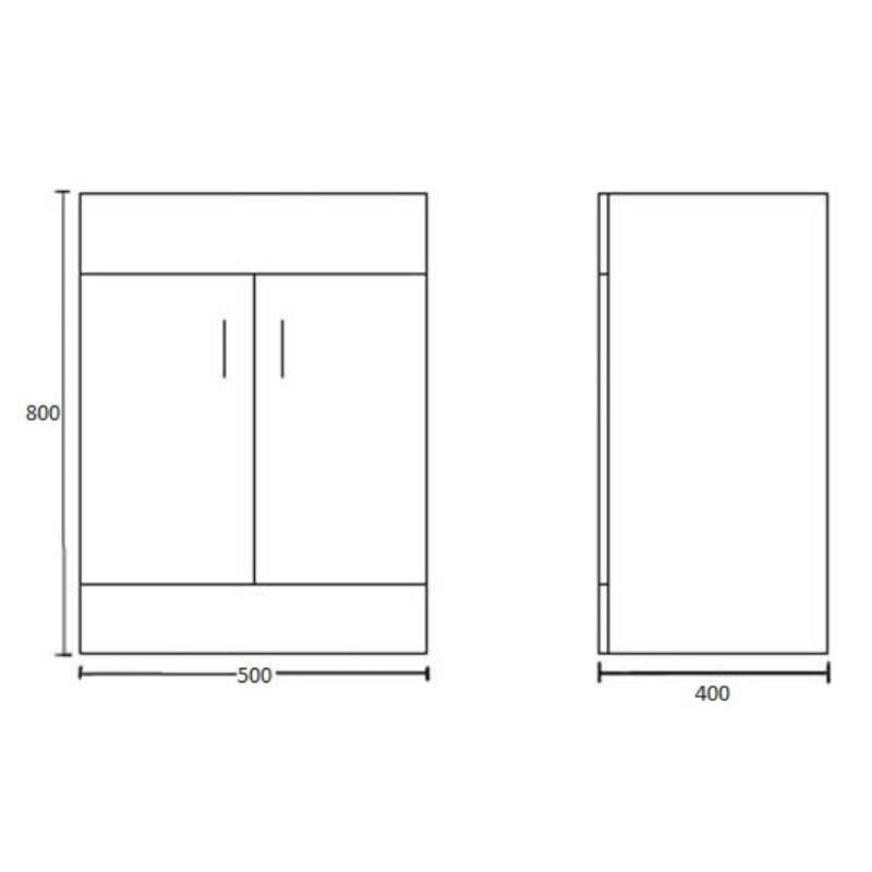 Nuie Eden Floor Standing 2 Door Vanity Unit with Minimalist Basin (2 sizes, Gloss White) - Brand New Bathrooms