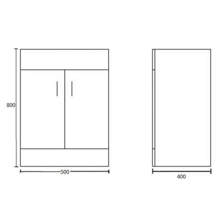 Nuie Eden Floor Standing 2 Door Vanity Unit with Minimalist Basin (2 sizes, Gloss White) - Brand New Bathrooms