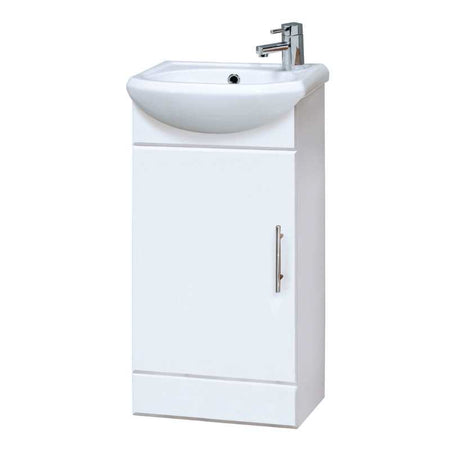 Nuie Mayford Floor Standing Single Door Cloakroom Vanity Unit with Ceramic Basin (1 size, Gloss White) - Brand New Bathrooms