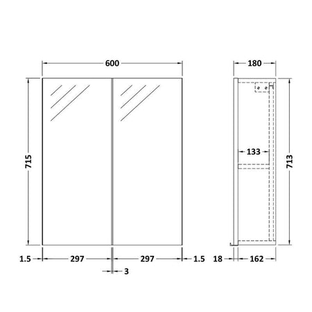 Nuie Athena Fusion Fitted Wall Hung 2 Door Mirror Unit (1 size, Gloss White) - Brand New Bathrooms