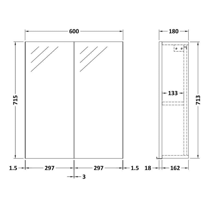 Nuie Arno Mirror Unit (1 size, Bleached Oak) - Brand New Bathrooms