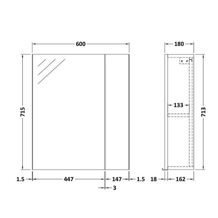 Nuie Athena Fusion Fitted Wall Hung 2 Door Mirror Unit (1 size, 2 colours) - Brand New Bathrooms
