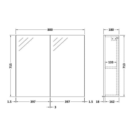Nuie Athena Fusion Fitted Wall Hung 2 Door Mirror Unit (1 size, 2 colours) - Brand New Bathrooms