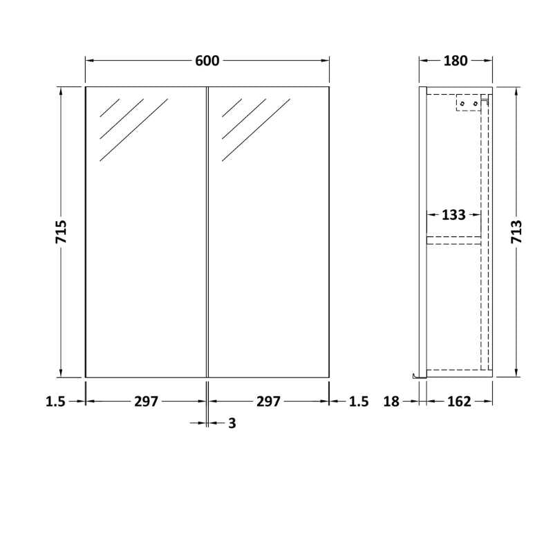 Nuie Arno Mirror Unit (2 size, 3 colours) - Brand New Bathrooms