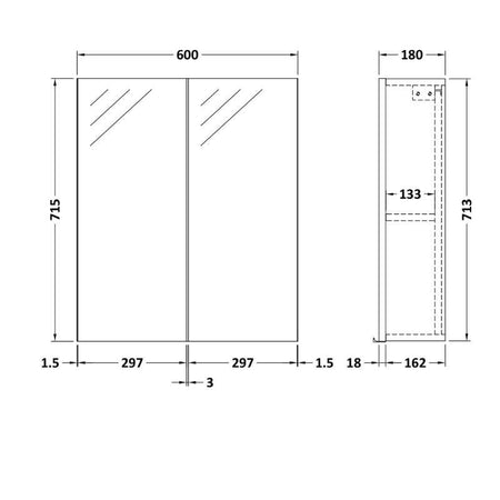 Nuie Arno Mirror Unit (2 size, 3 colours) - Brand New Bathrooms