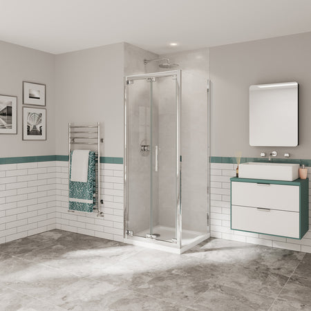 Coram Showers Optima 6 Bi-Fold Shower Door (4 sizes, Chrome) - Brand New Bathrooms