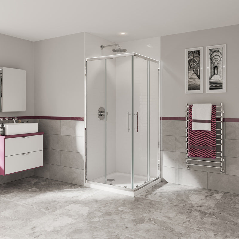 Coram Showers Optima 6 Corner Entry Door Shower Enclosure (1 size, Chrome) - Brand New Bathrooms