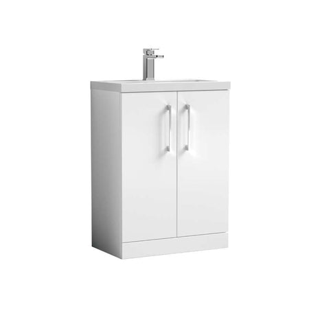 Nuie Arno Compact Floor Standing 2-Door Vanity & Ceramic Basin (2 sizes, Gloss White) - Brand New Bathrooms