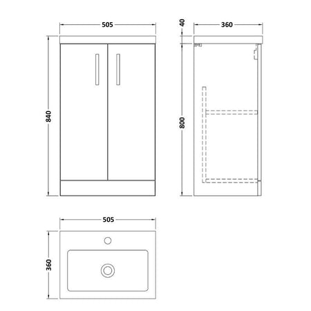 Nuie Arno Compact Floor Standing 2 Door Vanity & Polymarble Basin (2 sizes, 2 colours) - Brand New Bathrooms