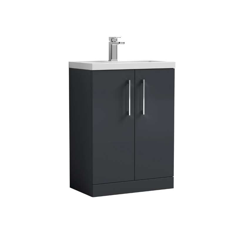 Nuie Arno Compact Floor Standing 2 Door Vanity & Polymarble Basin (2 sizes, 2 colours) - Brand New Bathrooms