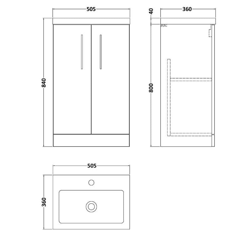 Nuie Arno Compact Floor Standing 2-Door Vanity & Polymarble Basin (2 sizes, Satin Green) - Brand New Bathrooms