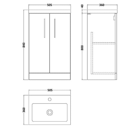 Nuie Arno Compact Floor Standing 2-Door Vanity & Polymarble Basin (2 sizes, Satin Green) - Brand New Bathrooms
