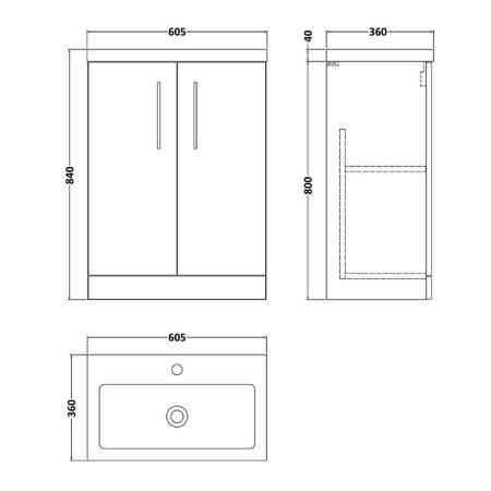 Nuie Arno Compact Floor Standing 2-Door Vanity & Polymarble Basin (2 sizes, Satin Green) - Brand New Bathrooms