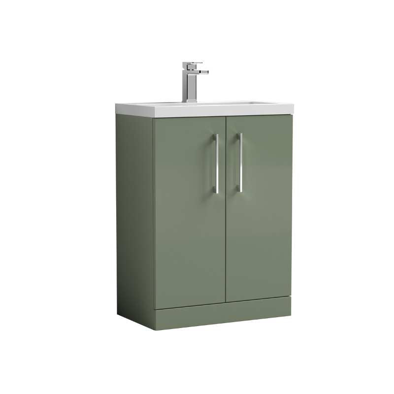 Nuie Arno Compact Floor Standing 2-Door Vanity & Ceramic Basin (2 sizes, 2 colours) - Brand New Bathrooms