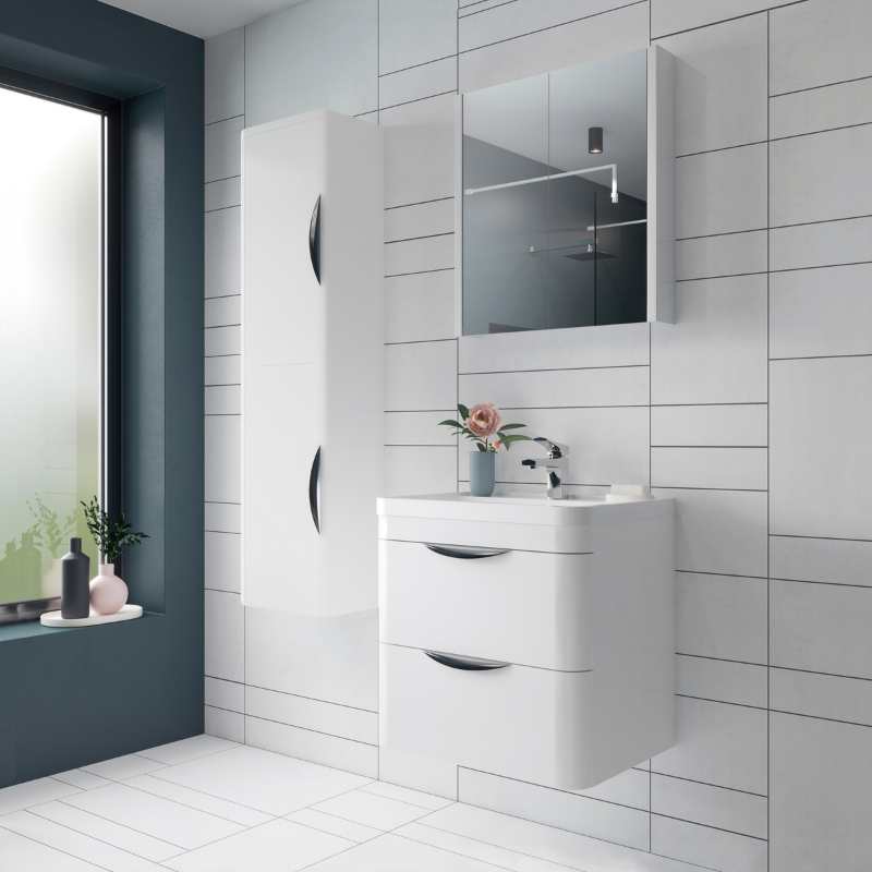 Nuie Parade Wall Hung 2 Drawer Vanity Unit with Polymarble Basin (1 size, Gloss White) - Brand New Bathrooms