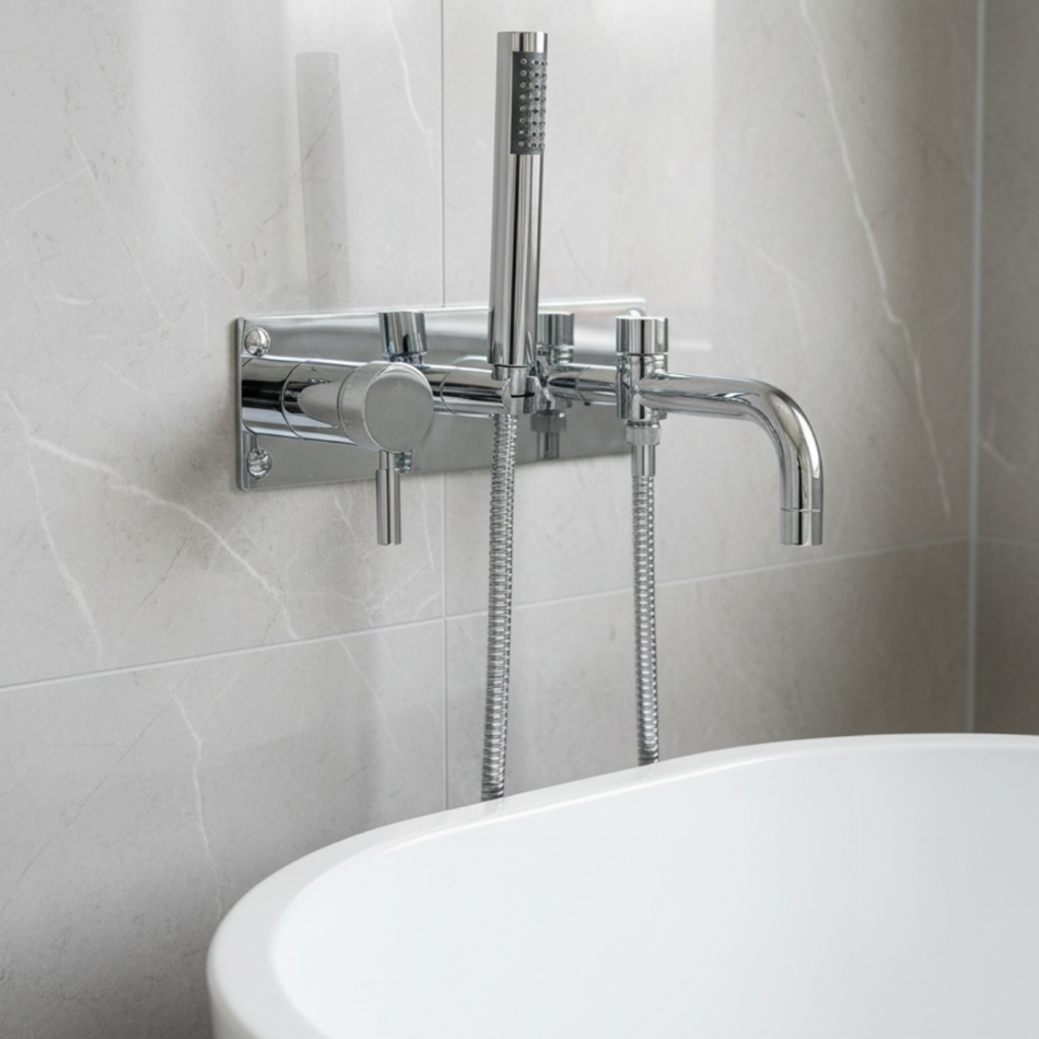 Hudson Reed Tec Single Lever Wall Mounted Bath & Shower Mixer (Chrome)
