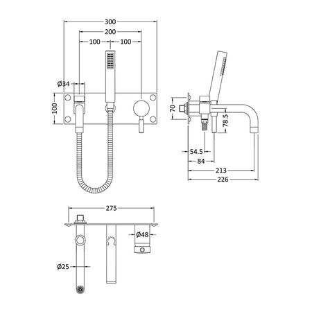 Hudson Reed Tec Single Lever Wall Mounted Bath Shower Mixer (Chrome) - Brand New Bathrooms