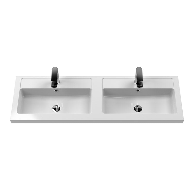 Hudson Reed Juno Wall Hung Double Drawer 1200mm Vanity & Double Polymarble Basin (1 size, 5 colours) - Brand New Bathrooms
