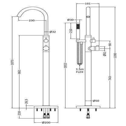 Hudson Reed Tec Lever Thermostatic Floor Standing Bath & Shower Mixer (1 size, Chrome) - Brand New Bathrooms